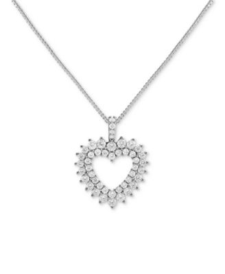 Giani Bernini - Cubic Zirconia Cluster Heart Pendant Necklace in Sterling Silver