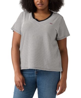 Levi's - Plus Size Perfect Cotton Striped Short-Sleeve Tee