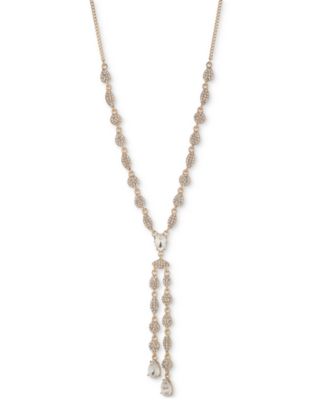Givenchy - Gold-Tone Pav&eacute; Cluster & Pear-Shape Crystal Lariat Necklace, 16" + 3" extender