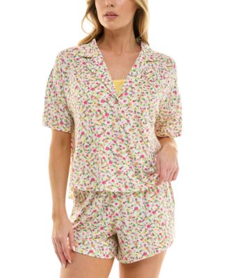 Roudelain - Women's Oversized Shirt, Cami & Boxer Short Pajama Set