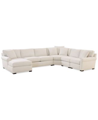 Furniture - Radley Roll Arm 148" 5-Pc. Fabric Chaise Sectional with Wedge