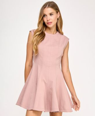 SENI & CADE - Juniors' Crewneck Short Fit & Flare Dress