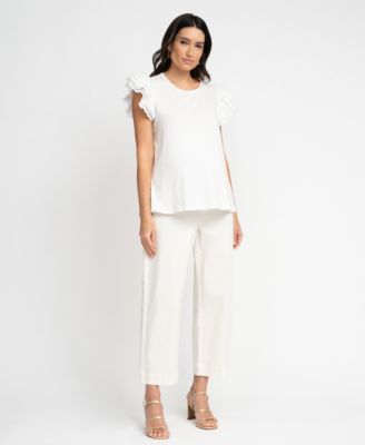 Seraphine - Women's Maternity Flutter Sleeve Top