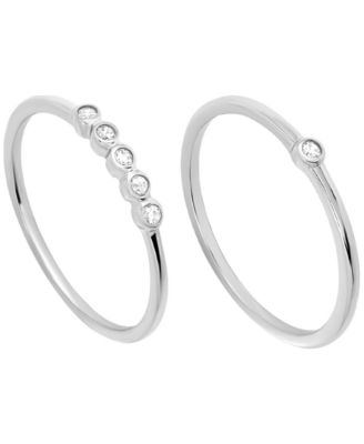 Macy's - 2-Piece Cubic Zirconia Stackable Ring Set (0.17 ct. t.w.) in Sterling Silver