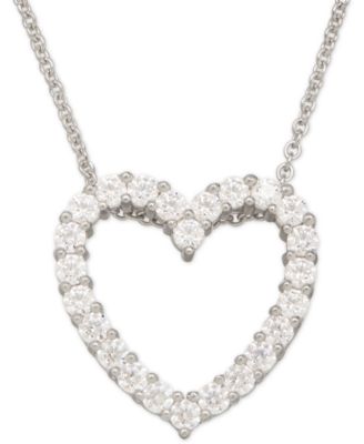 Arabella - Cubic Zirconia Heart Pendant Necklace in Sterling Silver