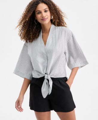 I.N.C. International Concepts - Women's Printed Tie-Hem Top