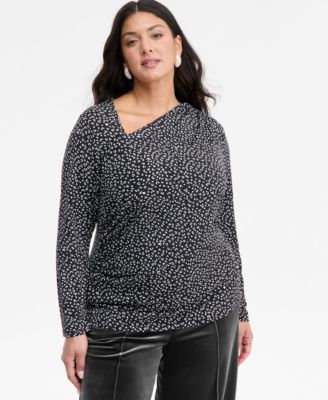 I.N.C. International Concepts - Plus Size Asymmetric-Neck Top