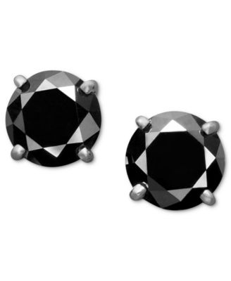 Macy's - Black Diamond Stud Earrings (1 to 2 ct. t.w.) in 14k White Gold