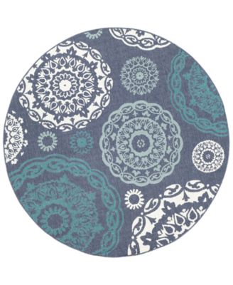 Livabliss - Alfresco ALF-9666 Charcoal 7'3" Round Area Rug