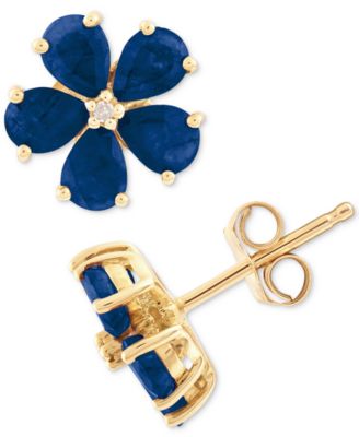 Macy's - Sapphire (1-3/4 ct.t.w.) & Diamond Accent Stud Earrings in 14k Gold(Also Available In Emerald & Ruby)
