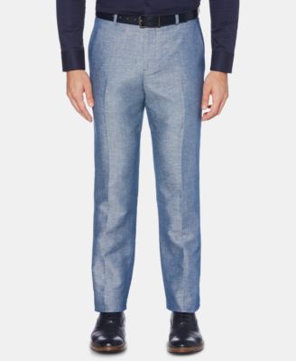 Perry Ellis Portfolio - Men's Portfolio Modern-Fit Linen/Cotton Solid Dress Pants