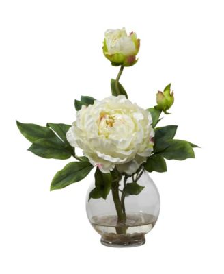 Nearly Natural - Peony w/Fluted Vase Silk Flower Arrangement