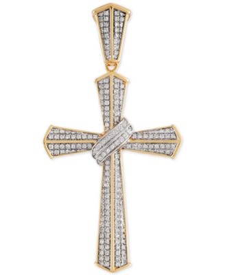Macy's - Diamond Cluster Cross Pendant (1/2 ct. t.w.) in 10k Gold