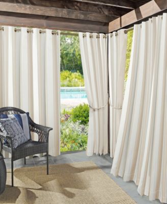 Sun Zero - Valencia 54" x 84" Cabana Stripe Indoor/Outdoor UV Protectant Curtain Panel