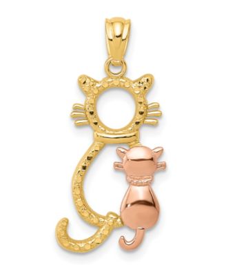 Macy's - Sitting Cats Pendant in 14k Yellow and Rose Gold