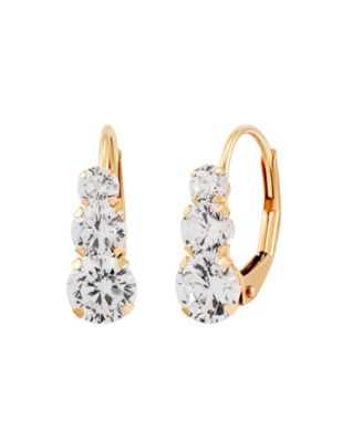 Macy's - White Cubic Zirconia Graduated Drop Earrings in 14k Gold (Also in Blue Cubic Zirconia)