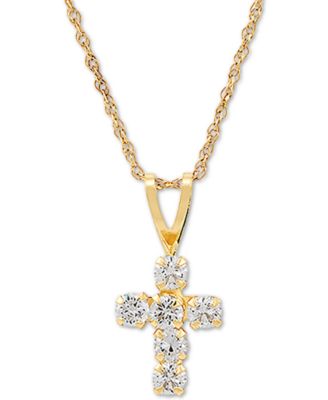 Macy's - Swarovski Zirconia Cross 18" Pendant Necklace in 14k Gold