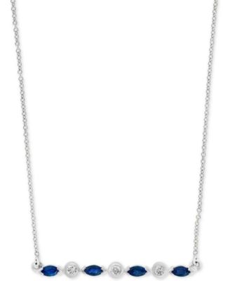 LALI Jewels - Gemstone & Diamond (1/10 ct. t.w.) 18" Bar Necklace in 14k Gold