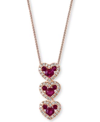 LALI Jewels - Certified Ruby (1/2 ct. t.w.) & Diamond (1/6 ct. t.w.) 18" Pendant Necklace in 14k Rose Gold