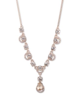 Givenchy - Rose Gold and Silk Crystal Y-Neck Necklace