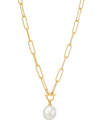 Macy's - Cultured Freshwater Pearl (11 x 9mm) Paperclip Link 17" Pendant Necklace