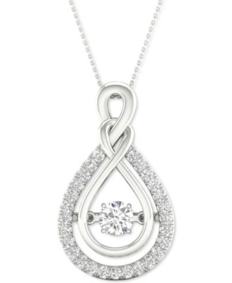 Twinkling Diamond Star - Diamond Teardrop 18" Pendant Necklace (1/3 ct. t.w.) in 10k White Gold