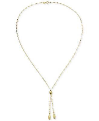 Macy's - Double Bead Adjustable 18" Lariat Necklace in 10k Gold