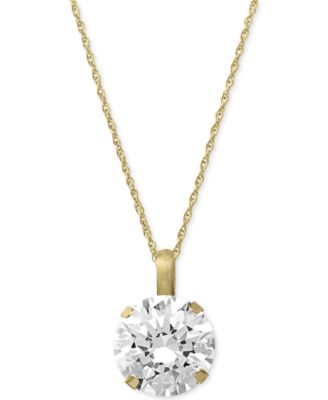Macy's - Cubic Zirconia Round Pendant Necklace in 14k Gold or 14k White Gold