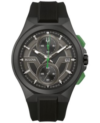 Bulova - Men's Chronograph Maquina Black Silicone Strap Watch 46mm