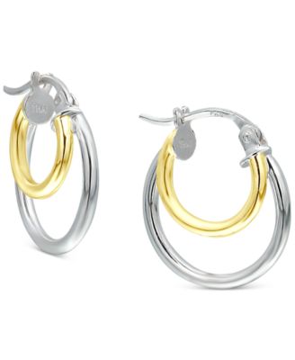 Giani Bernini - Double Small Hoop Earrings in Sterling Silver & 18k Gold-Plate, Created for Macy's