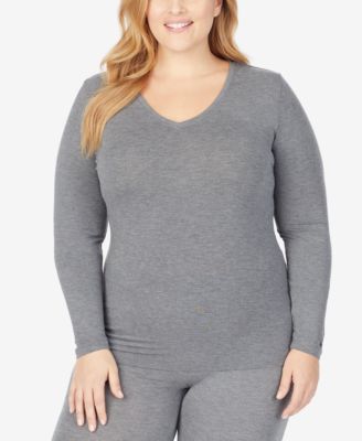Cuddl Duds - Plus Size Softwear with Stretch V-Neck Top