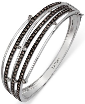 Le Vian - Chocolate Diamond (2 ct. t.w.) & Vanilla Diamond (1/5 ct. t.w.) Multirow Bangle Bracelet in 14k White Gold