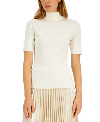 Anne Klein - Petite Elbow-Sleeve Turtleneck Sweater