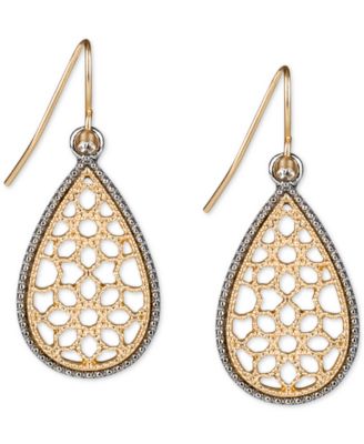 Patricia Nash - Two-Tone Pav&eacute; Lace-Look Tear-Shape Drop Earrings