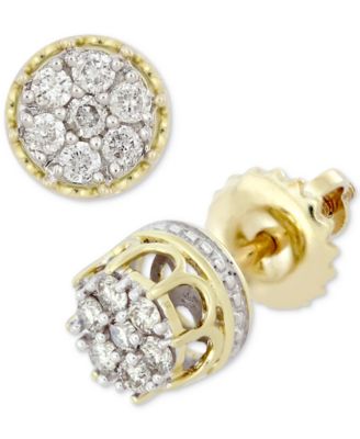Macy's - Men's Diamond Cluster Stud Earrings (1/6 ct. t.w.) in 10k Gold
