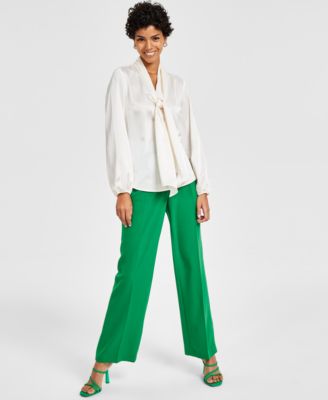 Bar III - Women's Bow-Tie Long-Sleeve Blouse