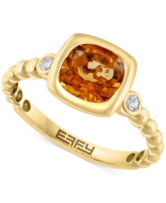 EFFY Collection - Citrine (1-1/4 ct. t.w.) & White Topaz (1/10 ct. t.w.) Ring in 14k Gold-Plated Sterling Silver