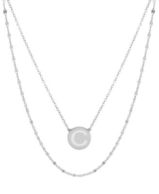 Macy's - Initial Disc Layered Pendant Necklace in Sterling Silver