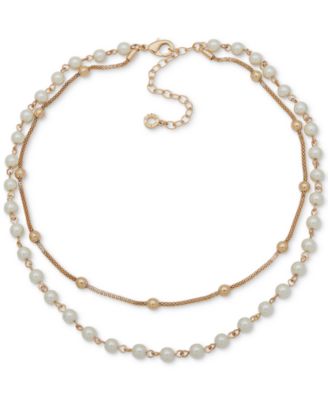 Anne Klein - Gold-Tone Imitation-Pearl Multi-Row Necklace, 16" + 3" extender