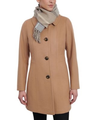London Fog - Women's Single-Breasted Peacoat & Scarf