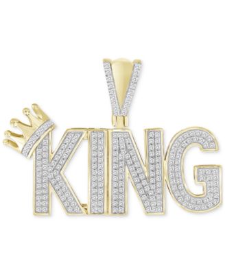 Macy's - Men's Diamond King & Crown Pendant (1/2 ct. t.w.) in 10k Gold