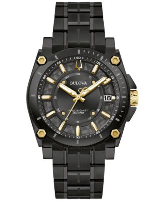 Bulova - Men's Precisionist Icon Black-Tone Stainless Steel Bracelet Watch 40mm