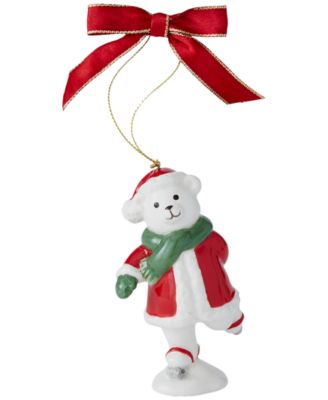 Spode - Christmas Tree Skating Teddy Bear Ornament