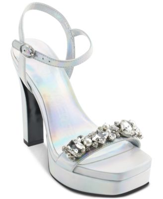 KARL LAGERFELD PARIS - Women's Jala Embellished Ankle-Strap Platform Sandals