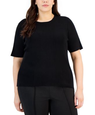 Tahari ASL - Plus Size Crewneck Short Sleeve Top