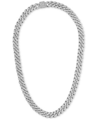 Macy's - Men's Cubic Zirconia Curb Link 22" Chain Necklace in Sterling Silver