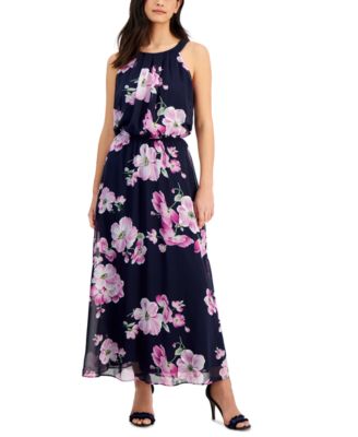 Robbie Bee - Women's Printed Halter Sleeveless Maxi Dress