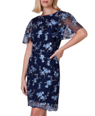 Jessica Howard - Women's Printed Flared-Short-Sleeve  Sheath Dress