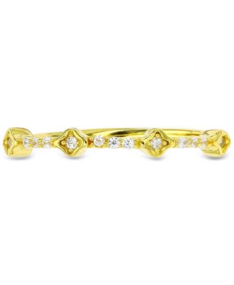 Macy's - Cubic Zirconia Two Level Narrow Stack Ring in 14k Gold-Plated Sterling Silver