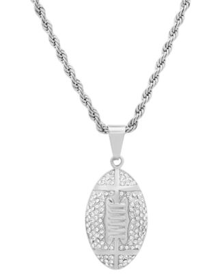 STEELTIME - Men's Crystal American Football 24" Pendant Necklace